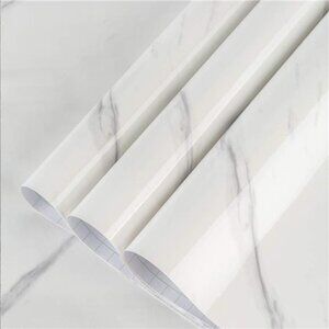 Large White Marble Granite Wallpaper Peel Stick Thicken 24x354inch Waterproof